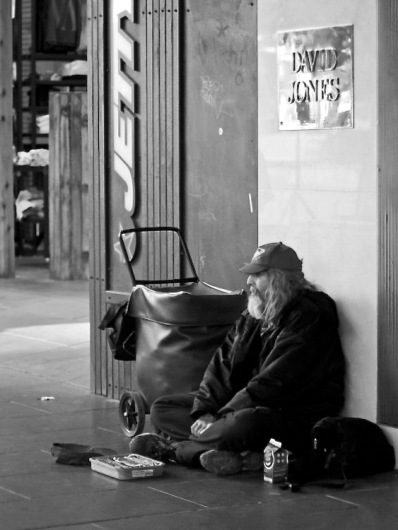 Homeless is a Lonely Place in Melbourn’s inner city shopping precinct